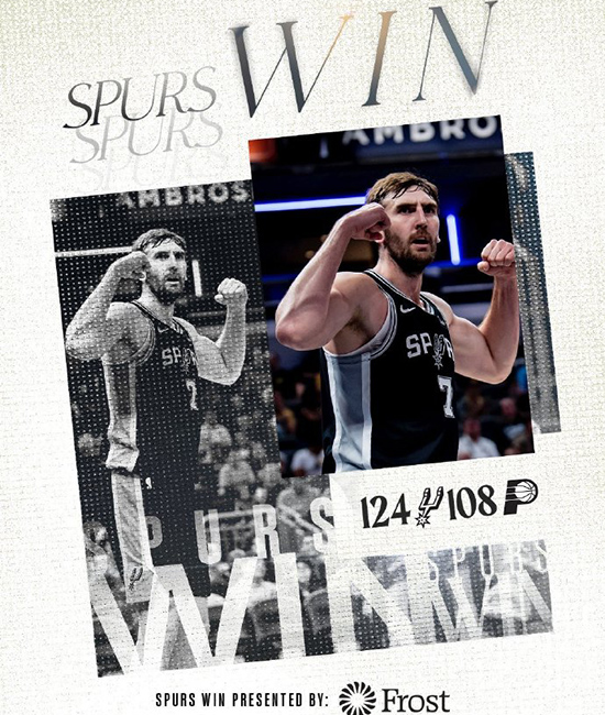 季前赛-马刺轻取步行者取NBA4连胜 文班27+11 哈珀11+8 马瑟林31分