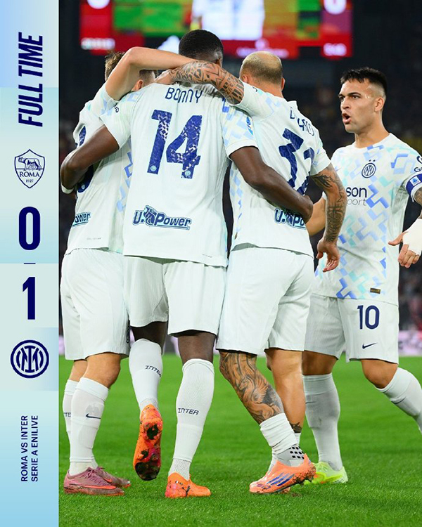 意甲：国米1-0罗马 博尼单刀制胜 巴雷拉助攻