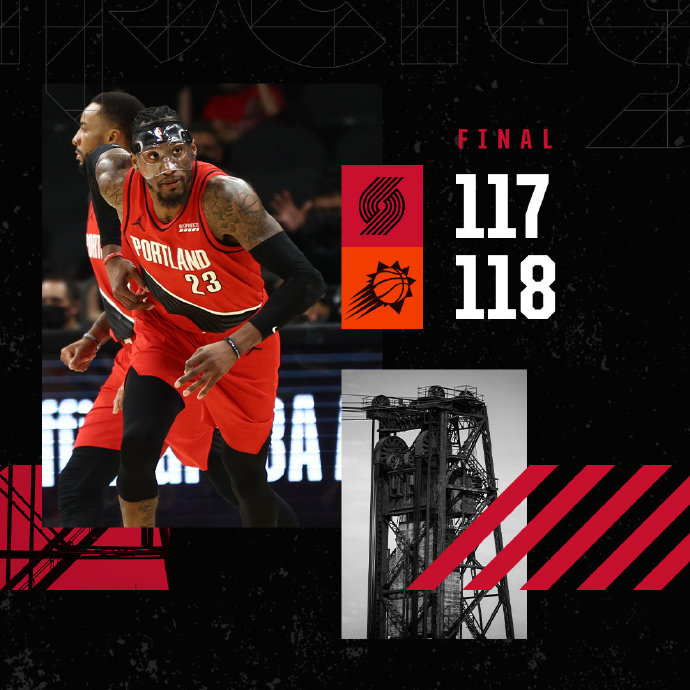太阳118-117险胜开拓者 保罗26+7 布克罚球绝杀 利拉德41+5+5