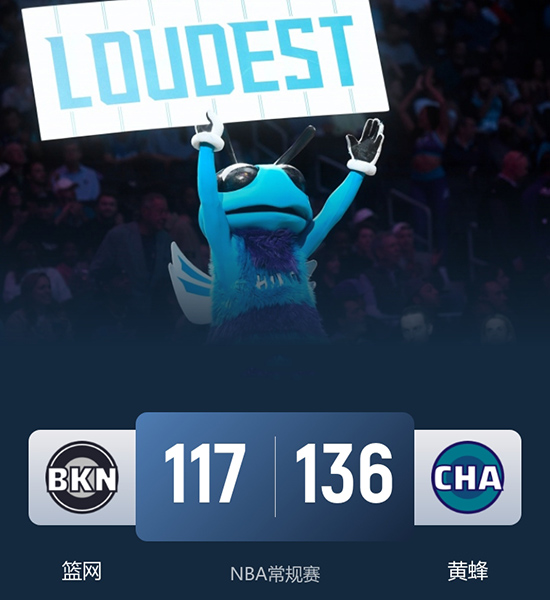 黄蜂9人上双轻取篮网，布兰登-米勒25+7，鲍尔20分