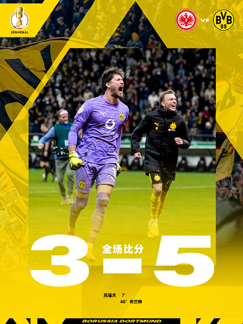 德国杯：<a href=/zuqiubs/dortmund/ target=_blank class=infotextkey>多特蒙德</a>5-3法兰克福 布兰特破门 堂安律失点