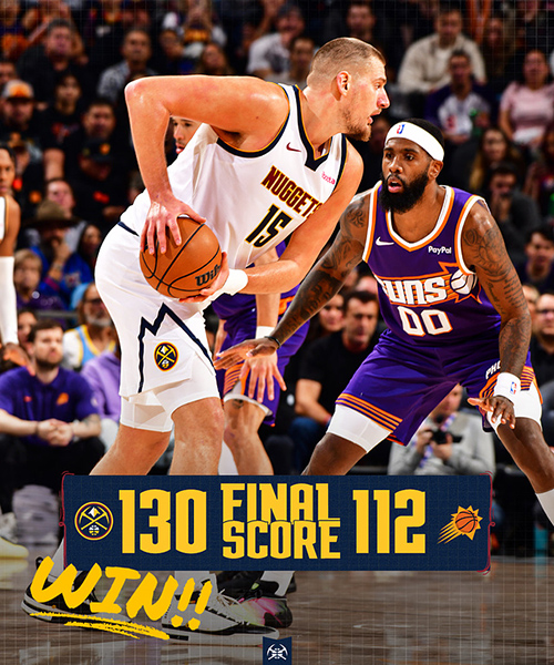 掘金130-112大胜太阳, <a href=/mingxingqiuyuan/lanqiubs/130.html target=_blank class=infotextkey>约基奇</a>26+9+10,布克24分