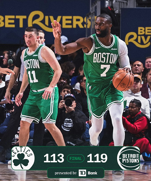 凯尔特人不敌活塞三连败,杰伦-布朗空砍41+6,康宁汉姆25+8